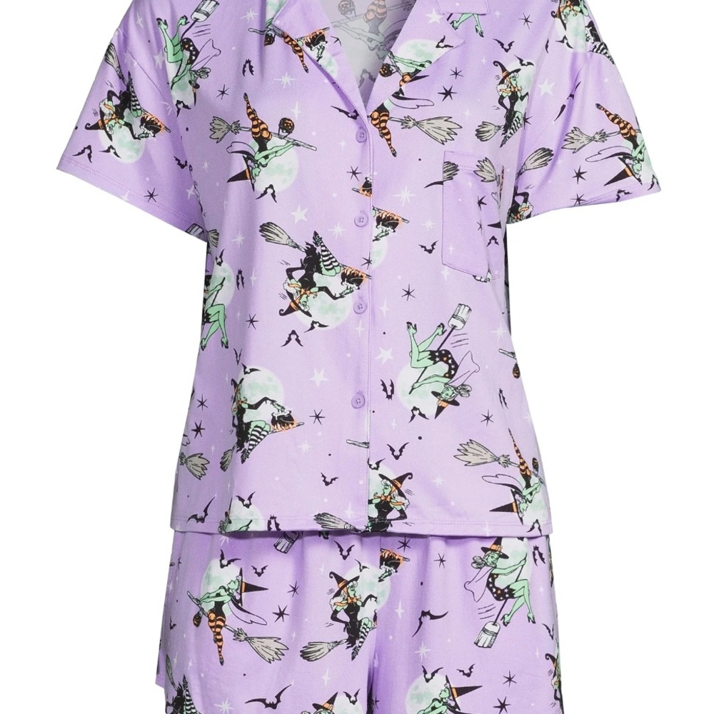Walmart Halloween 2023 purple witch pajama set purple size medium
